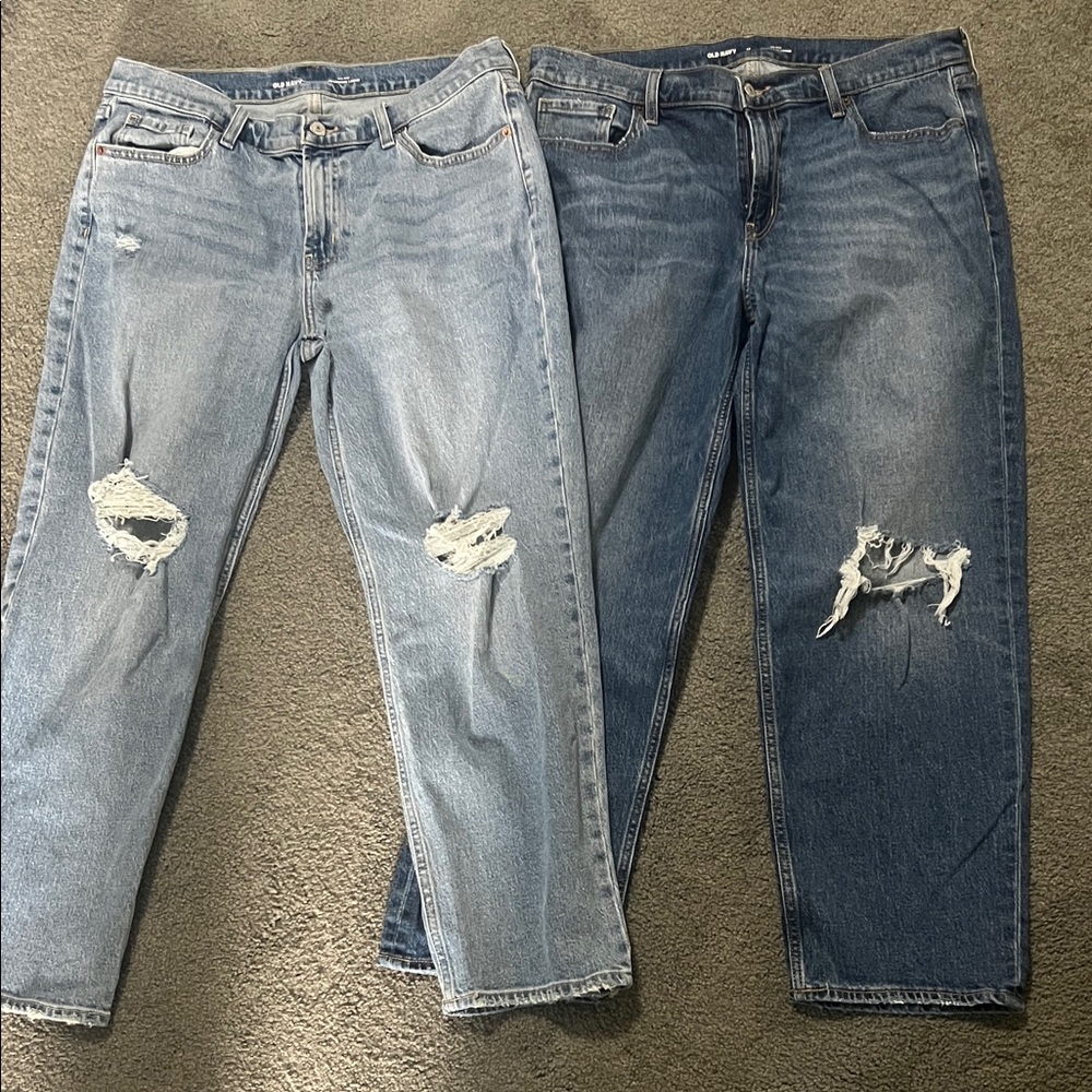 Old Navy Dual-Tone Distressed Boyfriend Jeans